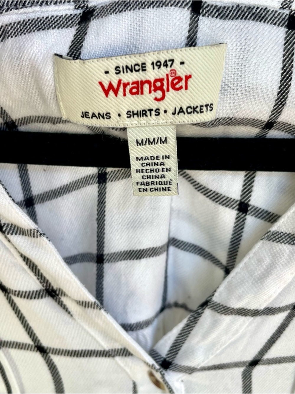 Wrangler Women’s Plaid Blouse Medium- Black & White Windowpane Pintuck Boho Top - Picture 3 of 13